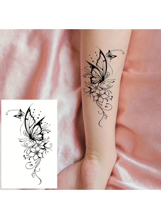 FLOVAZO 60Pcs Waterproof Temporary Tattoo Stickers - Butterfly Animal Feather Planet Wing Flower Designs For Kids, Adults, Men & Women (Black) - Image 3